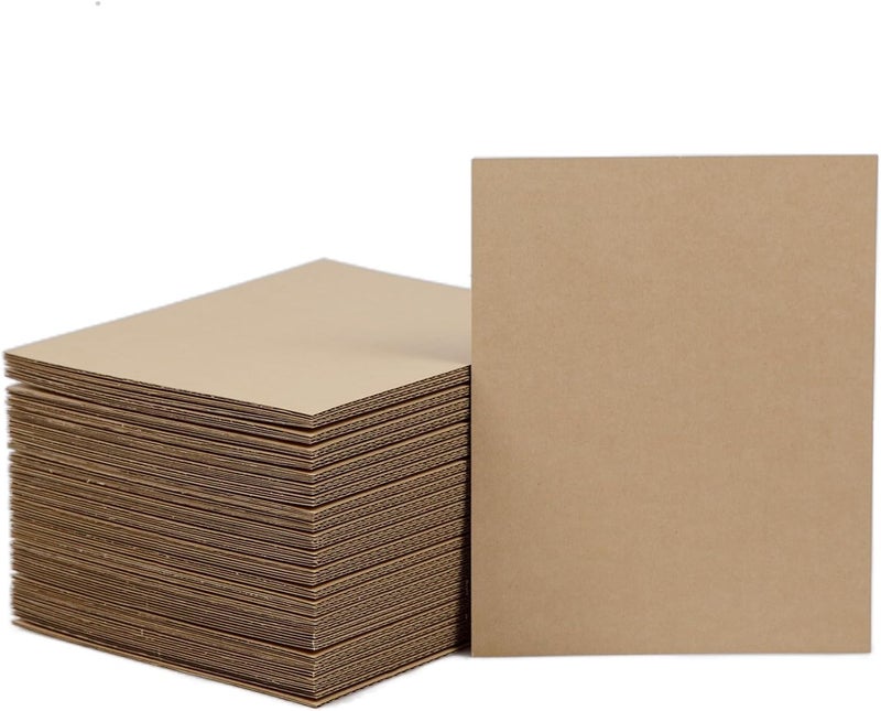 HESESOH 50 Pack Brown Corrugated Cardboard Sheets 8"L x 10"W, Flat Kraft Sheet for DIY Glass Divider Kits and Crafts Supplies - Image 1